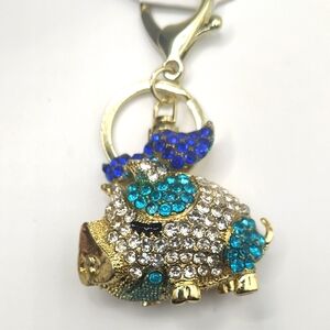 NWT Crystal Pig Keychain Charm